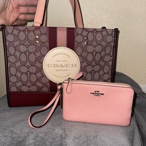 Coach Pink and Burgundy Women's Dempsey Tote set